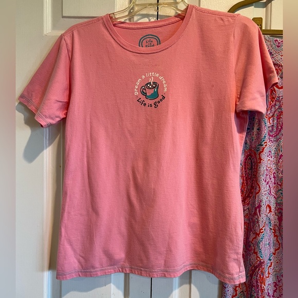 SOMA & LIFE IS GOOD 2 Pc PJ Set - Pink Hot Chocolate Shirt & SOMA Paisley Pants - Picture 2 of 16